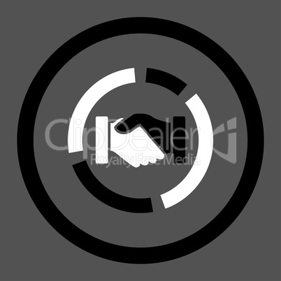 Acquisition diagram flat black and white colors rounded vector icon