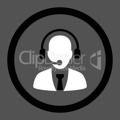 Call center flat black and white colors rounded vector icon