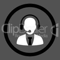 Call center flat black and white colors rounded vector icon