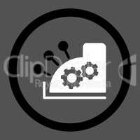 Cash register flat black and white colors rounded vector icon