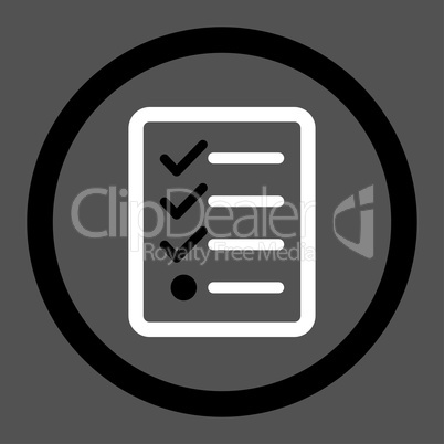 Checklist flat black and white colors rounded vector icon