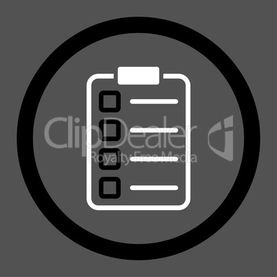 Examination flat black and white colors rounded vector icon