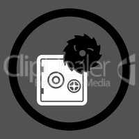 Hacking theft flat black and white colors rounded vector icon