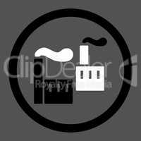 Industry flat black and white colors rounded vector icon