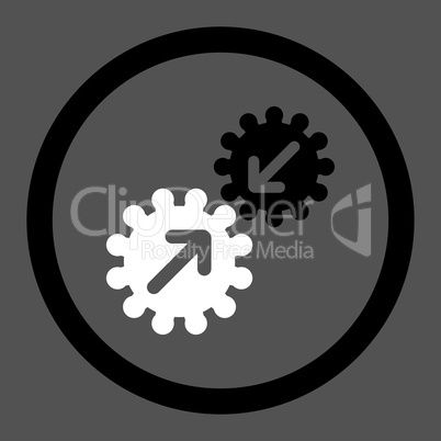 Integration flat black and white colors rounded vector icon