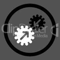 Integration flat black and white colors rounded vector icon