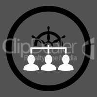 Management flat black and white colors rounded vector icon
