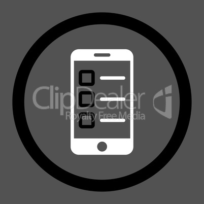 Mobile test flat black and white colors rounded vector icon