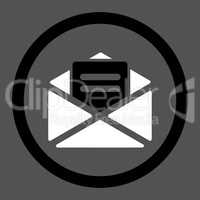 Open mail flat black and white colors rounded vector icon