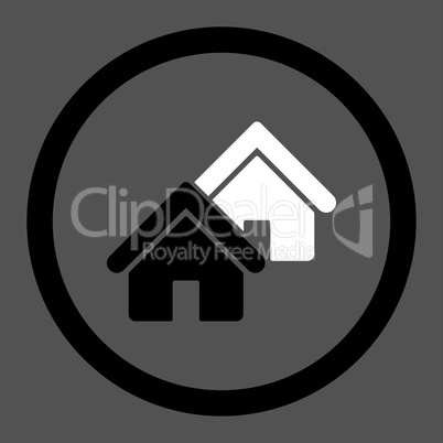 Realty flat black and white colors rounded vector icon