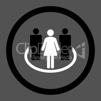 Society flat black and white colors rounded vector icon