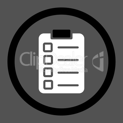 Test task flat black and white colors rounded vector icon