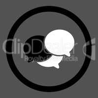 Webinar flat black and white colors rounded vector icon