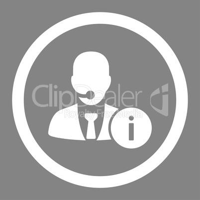 Help desk flat white color rounded vector icon