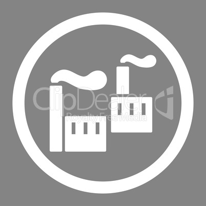 Industry flat white color rounded vector icon