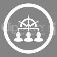 Management flat white color rounded vector icon