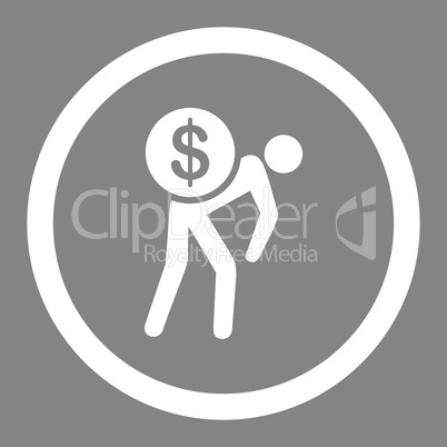 Money courier flat white color rounded vector icon