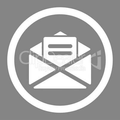 Open mail flat white color rounded vector icon