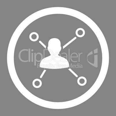 Relations flat white color rounded vector icon Relations flat white color rounded vector icon