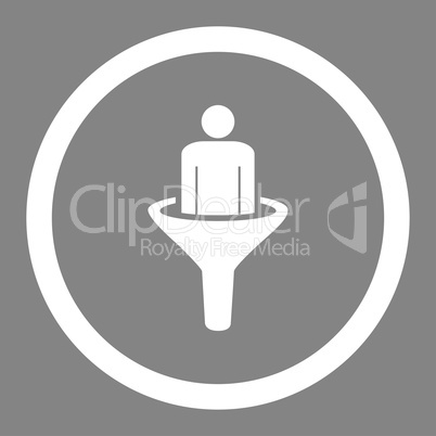 Sales funnel flat white color rounded vector icon