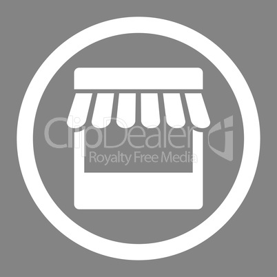 Store flat white color rounded vector icon