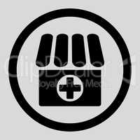 Drugstore flat black color rounded vector icon