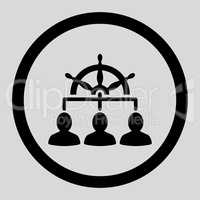 Management flat black color rounded vector icon