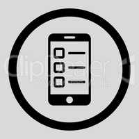 Mobile test flat black color rounded vector icon