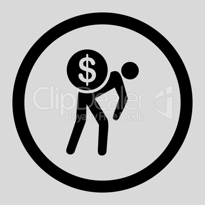 Money courier flat black color rounded vector icon