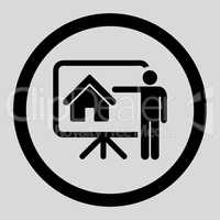 Realtor flat black color rounded vector icon