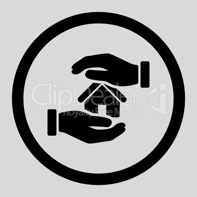 Realty insurance flat black color rounded vector icon