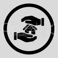 Realty insurance flat black color rounded vector icon