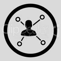 Relations flat black color rounded vector icon