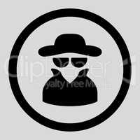 Spy flat black color rounded vector icon