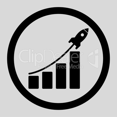 Startup sales flat black color rounded vector icon