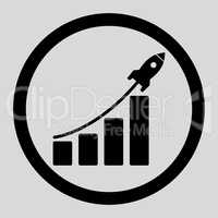 Startup sales flat black color rounded vector icon