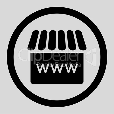 Webstore flat black color rounded vector icon