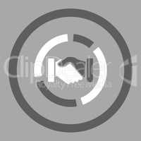 Acquisition diagram flat dark gray and white colors rounded vector icon