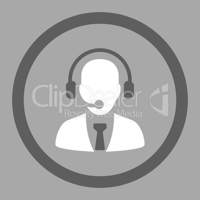 Call center flat dark gray and white colors rounded vector icon