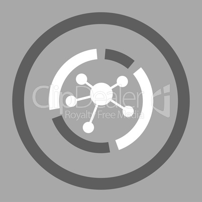 Connections diagram flat dark gray and white colors rounded vector icon