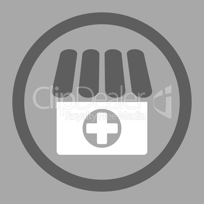 Drugstore flat dark gray and white colors rounded vector icon