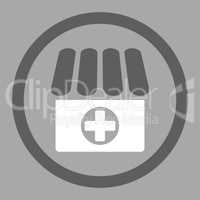 Drugstore flat dark gray and white colors rounded vector icon