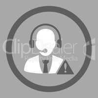 Emergency service flat dark gray and white colors rounded vector icon