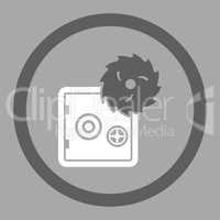 Hacking theft flat dark gray and white colors rounded vector icon