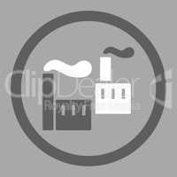 Industry flat dark gray and white colors rounded vector icon