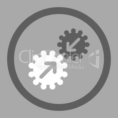 Integration flat dark gray and white colors rounded vector icon