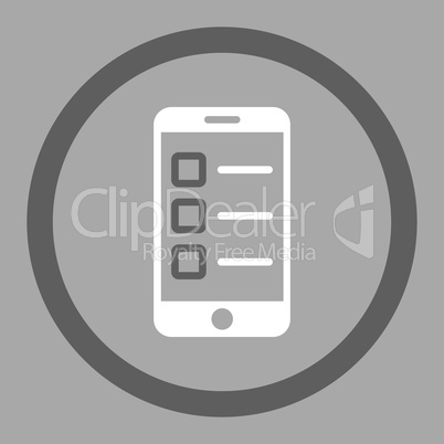 Mobile test flat dark gray and white colors rounded vector icon