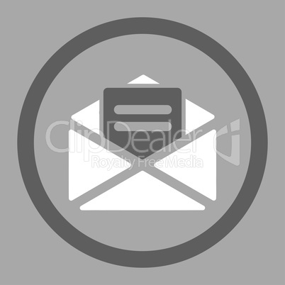 Open mail flat dark gray and white colors rounded vector icon