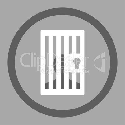 Prison flat dark gray and white colors rounded vector icon