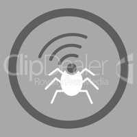 Radio spy bug flat dark gray and white colors rounded vector icon